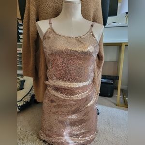 Forever 21 Short Nude Rose Gold Sequin Mini Dress